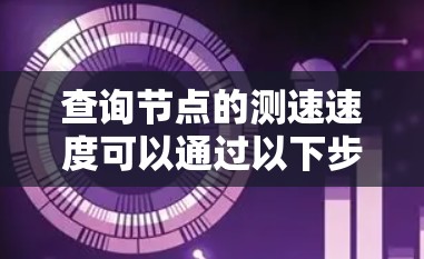 查询节点的测速速度可以通过以下步骤进行