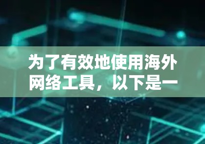 为了有效地使用海外网络工具，以下是一个详细的指南，涵盖网络访问、远程控制和安全措施